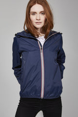 Sloane - Navy Full Zip Packable Rain Jacket - VirtuousWares:Global