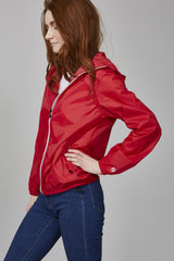 Sloane - Red Full Zip Packable Rain Jacket - VirtuousWares:Global