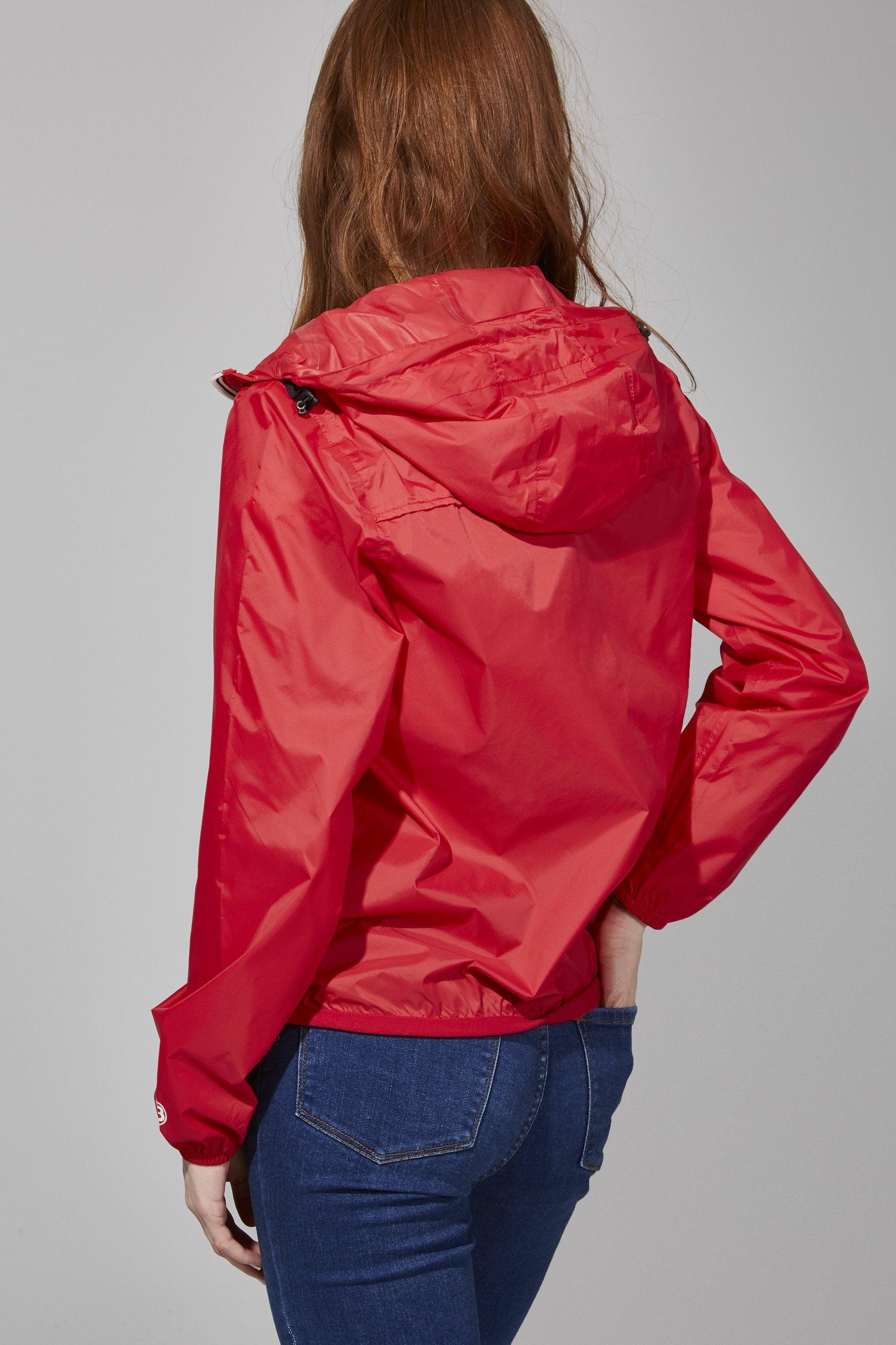 Sloane - Red Full Zip Packable Rain Jacket - VirtuousWares:Global