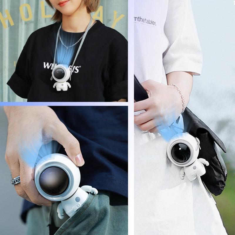 Small Handheld Personal Neck Fans USB Rechargeable Astronaut - VirtuousWares:Global