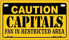 Smart Blonde MP-2667 7 x 4 in. Caution Capitals Fan Area Novelty Metal - VirtuousWares:Global