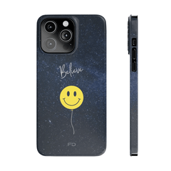 Smiley Face in Space Believe Slim Case for iPhone 14 Series - VirtuousWares:Global