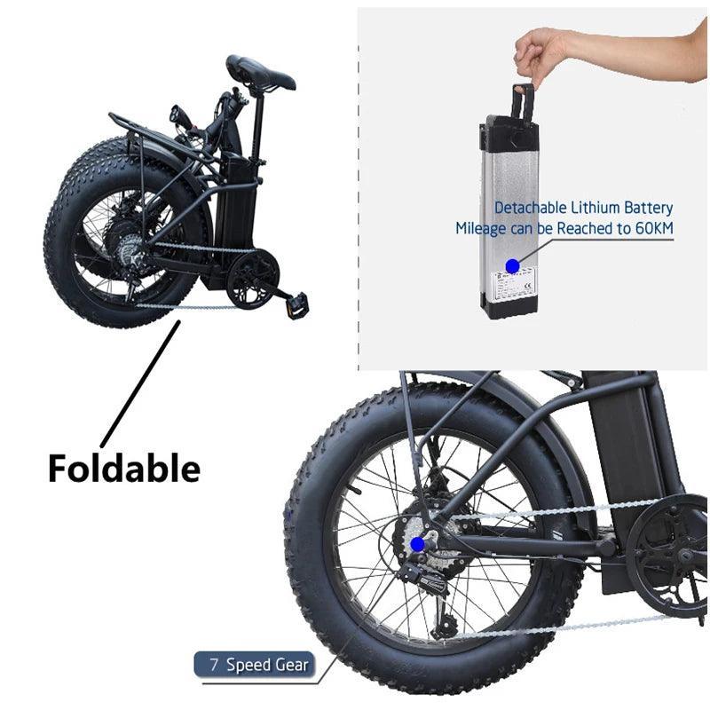 Smlro E-Bike Riding E7 48V 13Ah Mountain Bike Fat Tyre Folding Ebike - VirtuousWares:Global