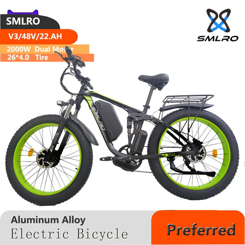 SMLRO V3 Electric Bike 2000W 48V 22.4AH Fat Tire Bike 26 Inch Mountain - VirtuousWares:Global