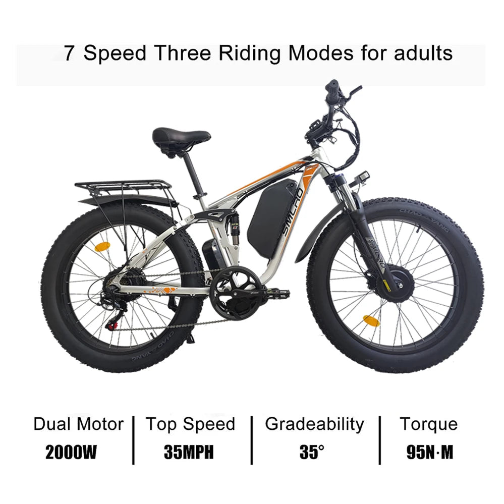 SMLRO V3 Fat Bike 26 Inch Mountain EBike Electric Men's Bicycles - VirtuousWares:Global