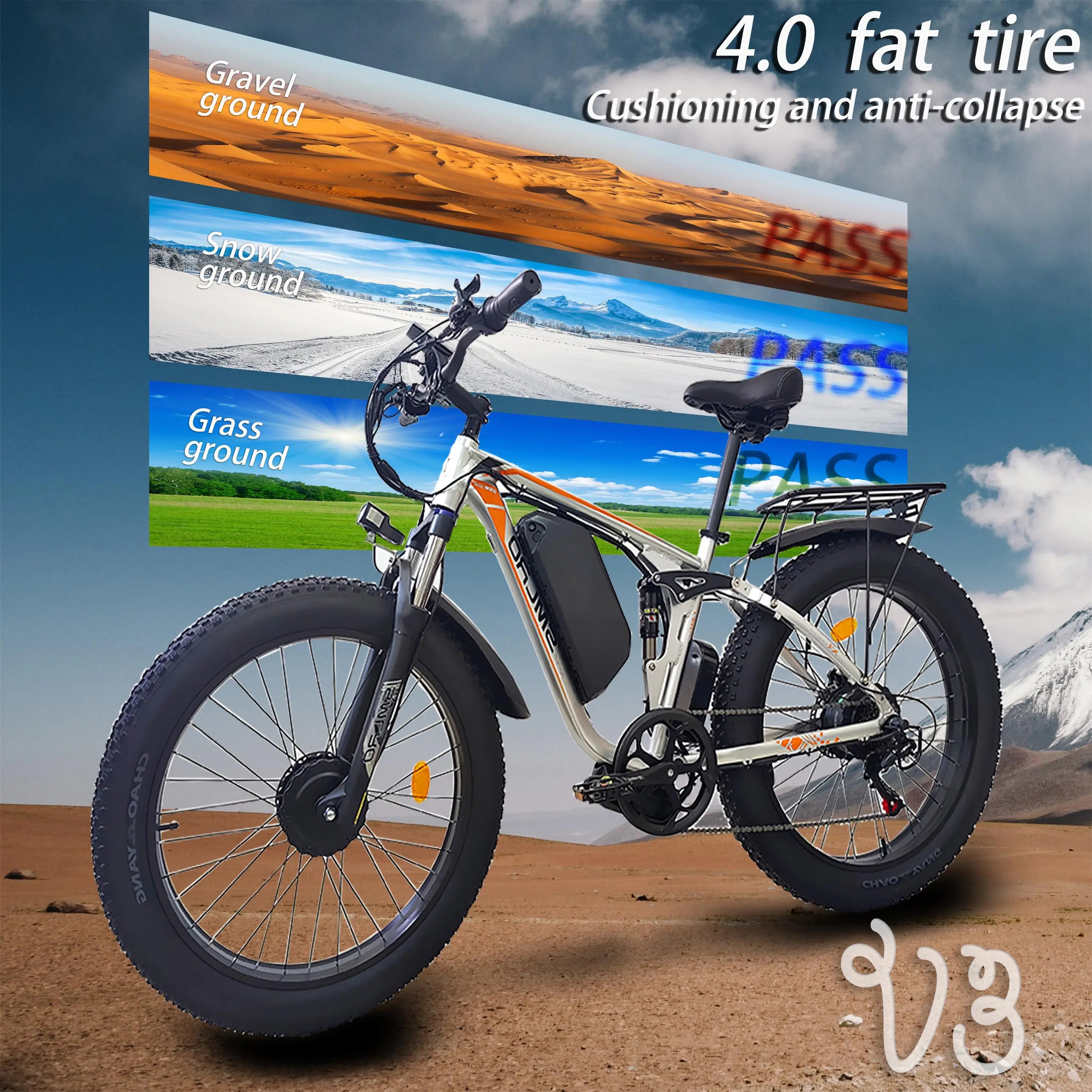 SMLRO V3 Fat Bike 26 Inch Mountain EBike Electric Men's Bicycles - VirtuousWares:Global