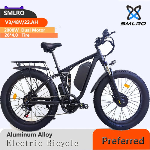 SMLRO V3 Fat Bike 26 Inch Mountain EBike Electric Men's Bicycles - VirtuousWares:Global