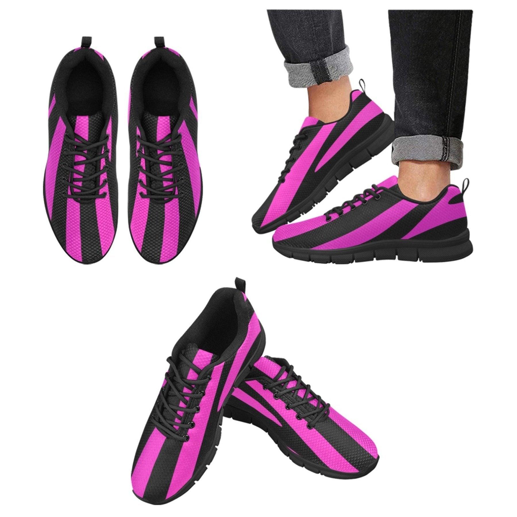 Sneakers For Women, Black And Purple Stripe - Running Shoes - VirtuousWares:Global