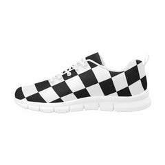 Sneakers For Women, Black And White Plaid Checker Print - Running - VirtuousWares:Global