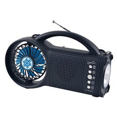 Solar Power Bluetooth Speaker with FM Radio / LED Torch Light / Fan - VirtuousWares:Global