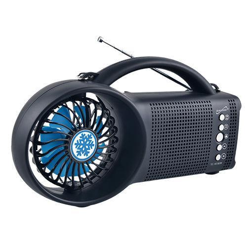 Solar Power Bluetooth Speaker with FM Radio / LED Torch Light / Fan - VirtuousWares:Global