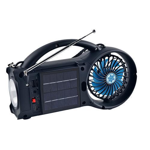 Solar Power Bluetooth Speaker with FM Radio / LED Torch Light / Fan - VirtuousWares:Global