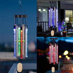 Solar Powered Musical Wind Chime Colorful Bubble Column Garden Decor - VirtuousWares:Global