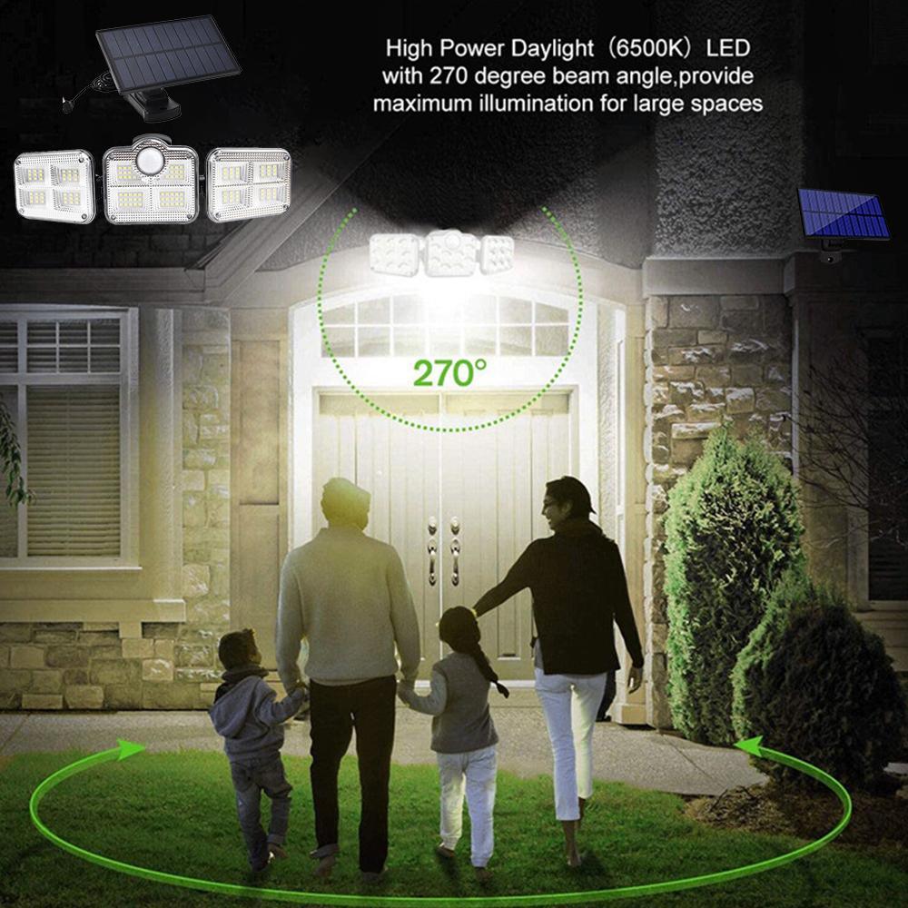 Solar Sensor Light 122 LED 3Head Outdoor Spotlight with 3 Modes - VirtuousWares:Global
