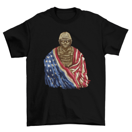 Soldier with american flag t-shirt - VirtuousWares:Global