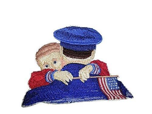 Soldier With Boy Embroidered Iron on/Sew patch [5" X 3.62"] - VirtuousWares:Global