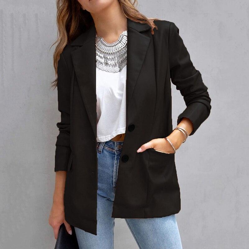 Solid Color Buttons Cardigans Elegant Lapel Female Jacket - VirtuousWares:Global