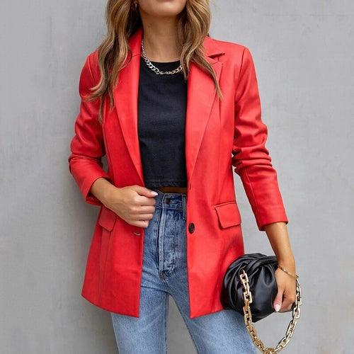 Solid Color Buttons Cardigans Elegant Lapel Female Jacket - VirtuousWares:Global