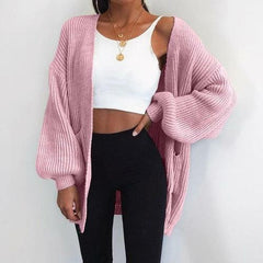 Solid Color Knitted Sweater Cardigan - VirtuousWares:Global