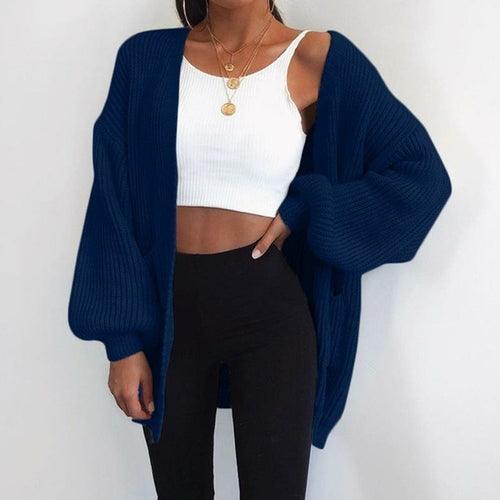 Solid Color Knitted Sweater Cardigan - VirtuousWares:Global