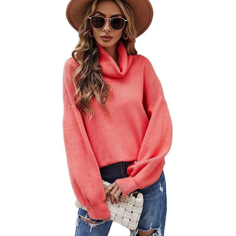 Solid Color Lantern Sleeve Sweater Loose Jumper - VirtuousWares:Global