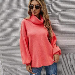 Solid Color Lantern Sleeve Sweater Loose Jumper - VirtuousWares:Global