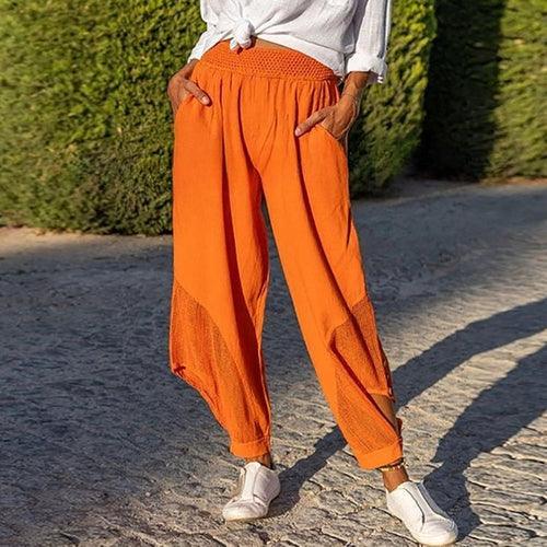 Solid Elastic Waist Pocket Loose Fashion Ladies Harem Pants - VirtuousWares:Global