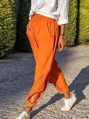 Solid Elastic Waist Pocket Loose Fashion Ladies Harem Pants - VirtuousWares:Global