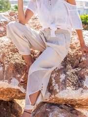 Solid Elastic Waist Pocket Loose Fashion Ladies Harem Pants - VirtuousWares:Global