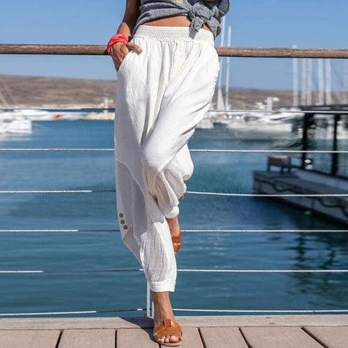 Solid Elastic Waist Pocket Loose Fashion Ladies Harem Pants - VirtuousWares:Global