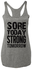 Sore Today STRONG Tomorrow Workout Tank Top Gray with Black - VirtuousWares:Global