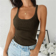 Spaghetti Vest Knitted Camis U-neck Tank Top - VirtuousWares:Global