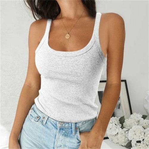 Spaghetti Vest Knitted Camis U-neck Tank Top - VirtuousWares:Global