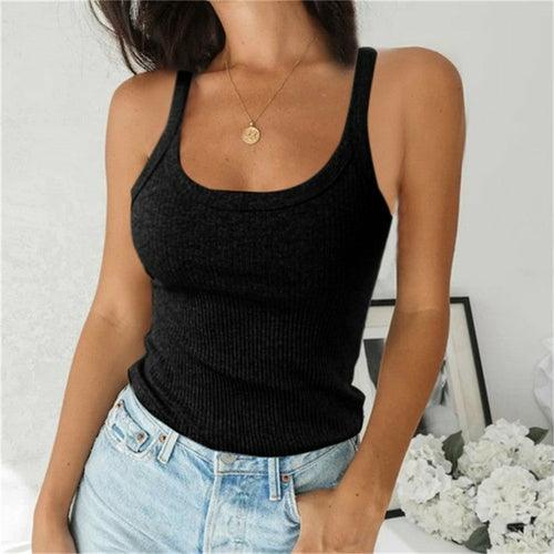 Spaghetti Vest Knitted Camis U-neck Tank Top - VirtuousWares:Global