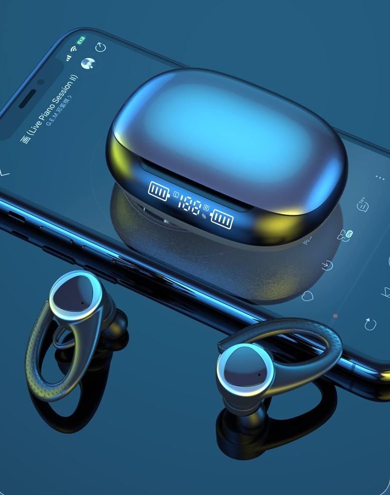 Sport Ear Hook LED Display Wireless Earphone With Microphones - VirtuousWares:Global