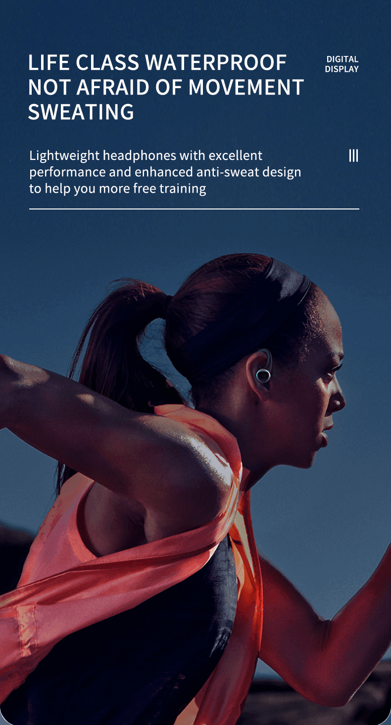 Sport Ear Hook LED Display Wireless Earphone With Microphones - VirtuousWares:Global