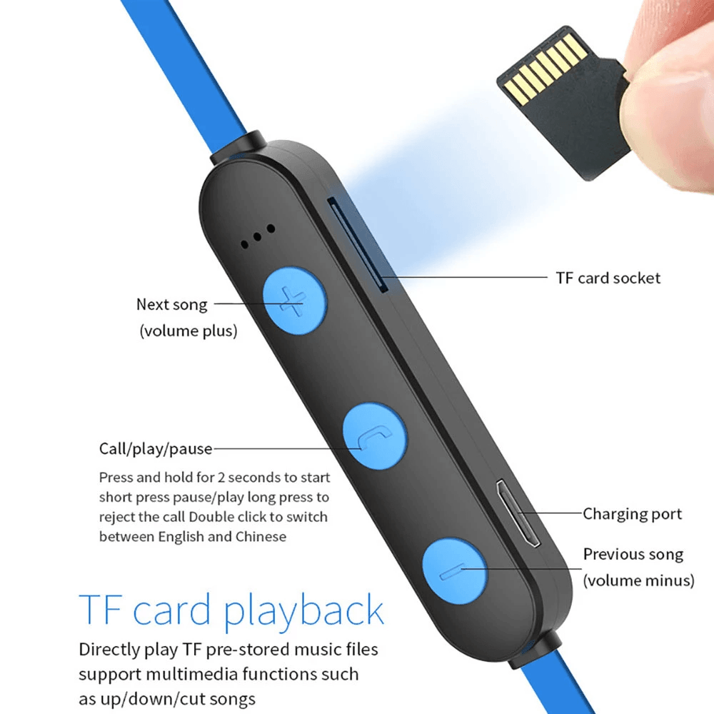 Sports Bluetooth Earphone Magnetic Wireless Headset Support TF - VirtuousWares:Global