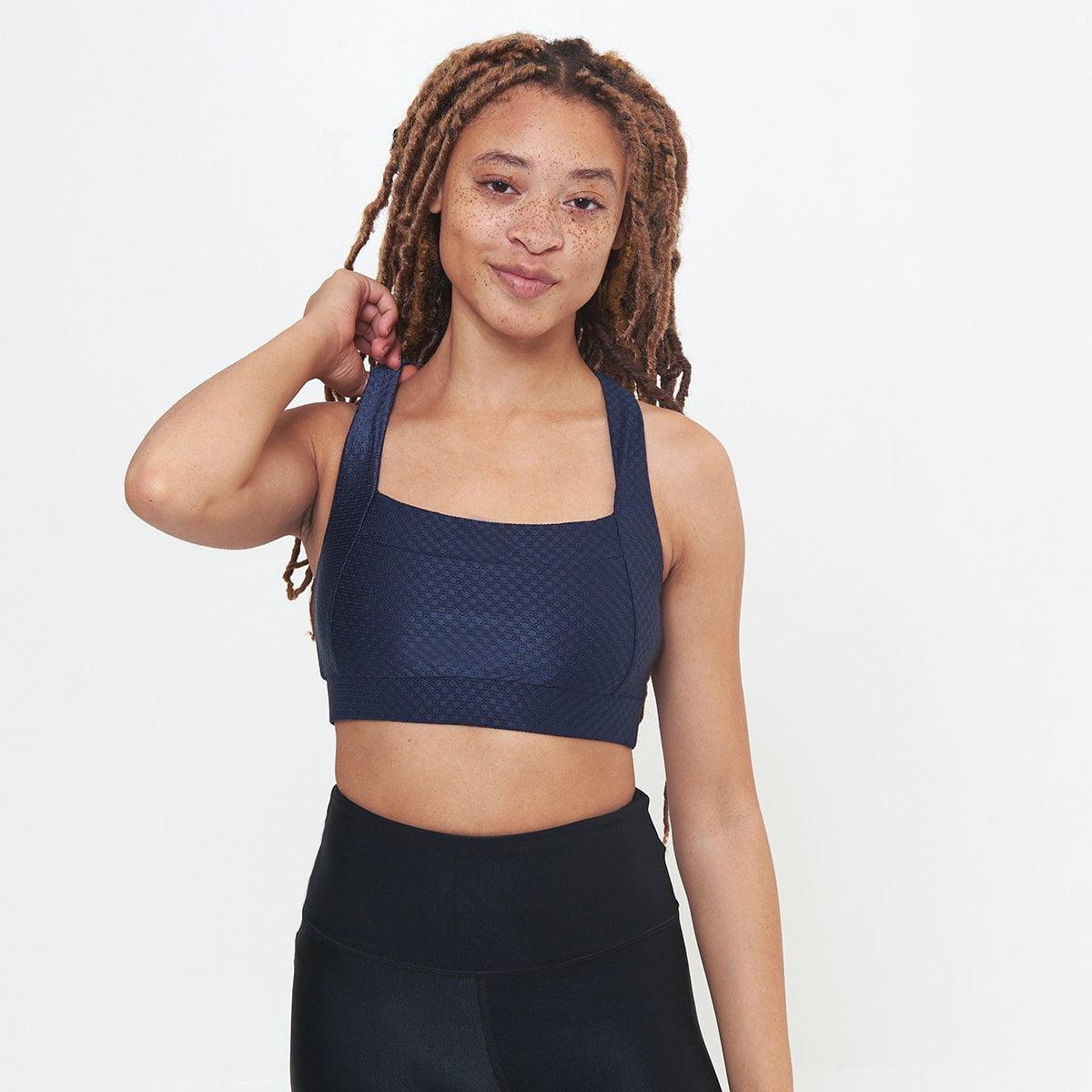 Square Neck Performance Bralette -Midnight Circles Pattern - VirtuousWares:Global