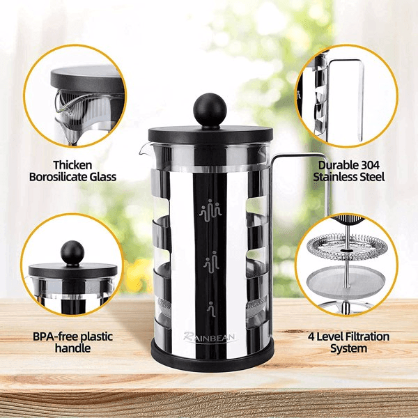 Stainless Steel 600 ml French Press Coffee Maker - VirtuousWares:Global