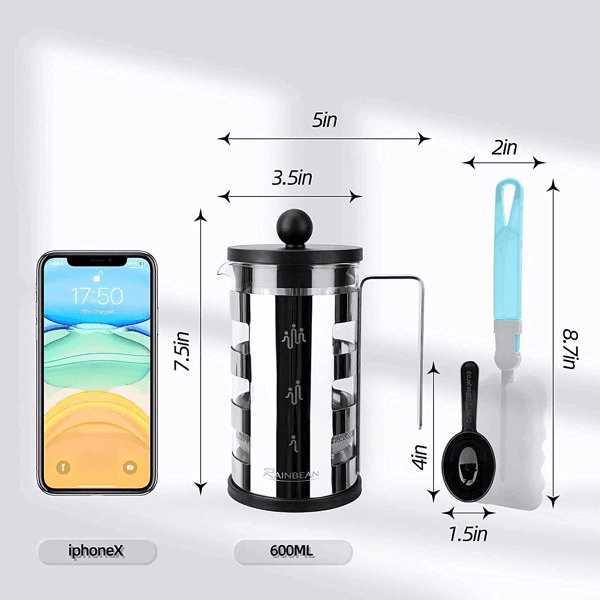 Stainless Steel 600 ml French Press Coffee Maker - VirtuousWares:Global