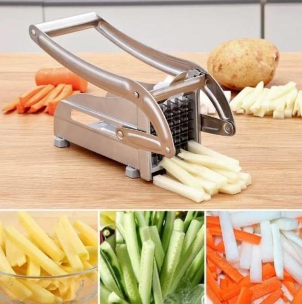 Stainless Steel French Fries and Potato Cutter with 2 Different Blades - VirtuousWares:Global