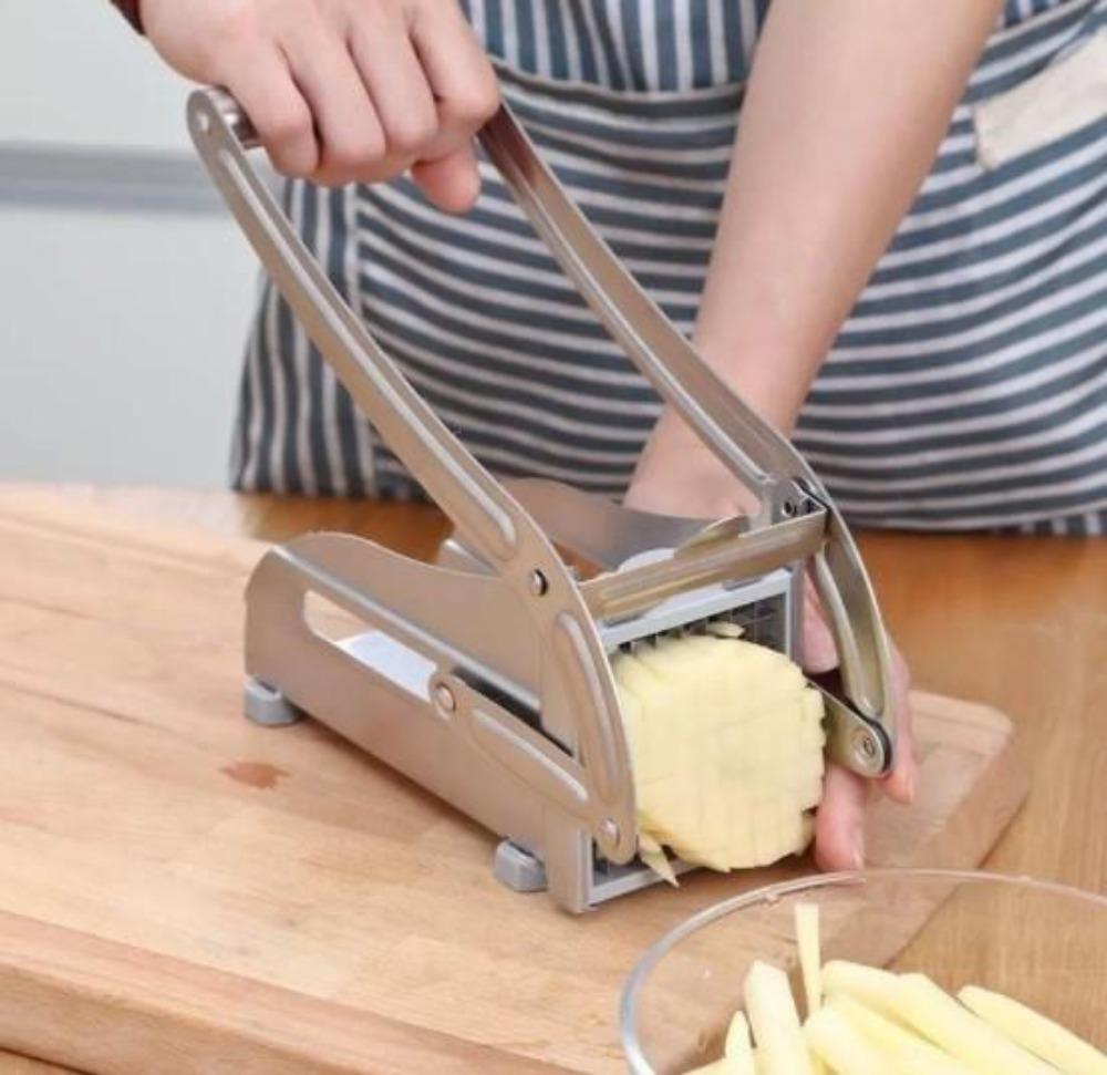 Stainless Steel French Fries and Potato Cutter with 2 Different Blades - VirtuousWares:Global