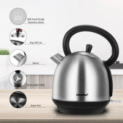 Stainless Steel Inner Pot and Lid Electric Kettle with Water Filter - VirtuousWares:Global