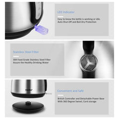 Stainless Steel Inner Pot and Lid Electric Kettle with Water Filter - VirtuousWares:Global