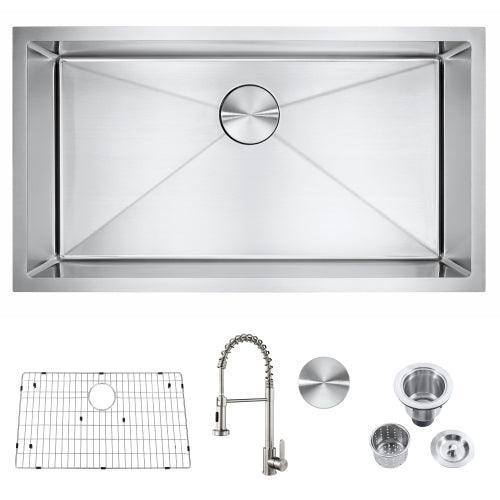Stainless Steel Single Bowl Undermount Kitchen Sink Combo With Faucet - VirtuousWares:Global