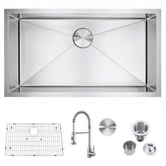 Stainless Steel Single Bowl Undermount Kitchen Sink Combo With Faucet - VirtuousWares:Global