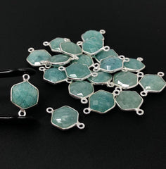 Sterling Silver Amazonite Gemstone Connector, Briolette Connectors, Je - VirtuousWares:Global