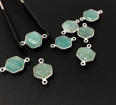 Sterling Silver Amazonite Gemstone Connector, Briolette Connectors, Je - VirtuousWares:Global