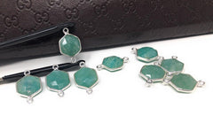 Sterling Silver Amazonite Gemstone Connector, Briolette Connectors, Je - VirtuousWares:Global