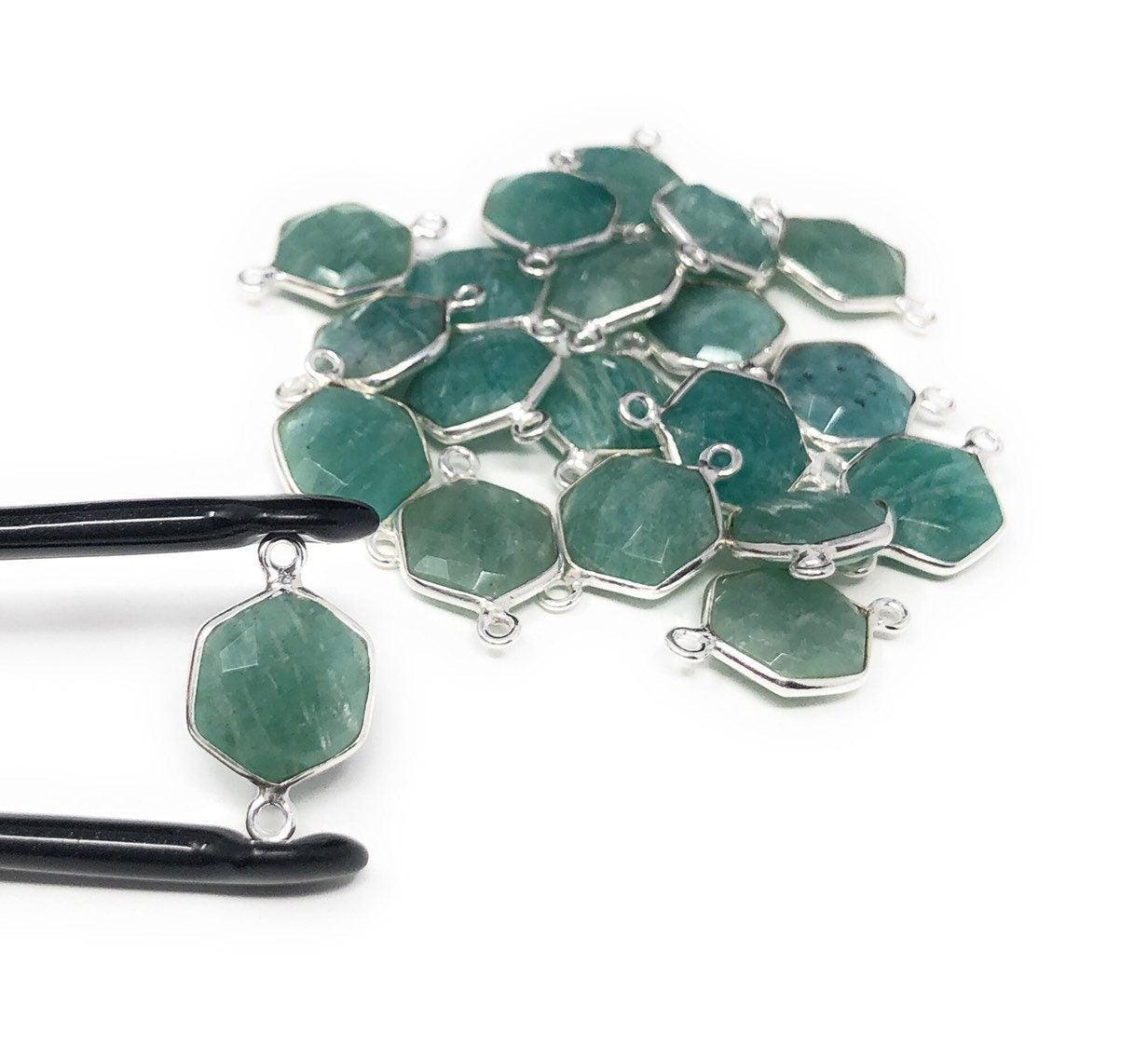 Sterling Silver Amazonite Gemstone Connector, Briolette Connectors, Je - VirtuousWares:Global